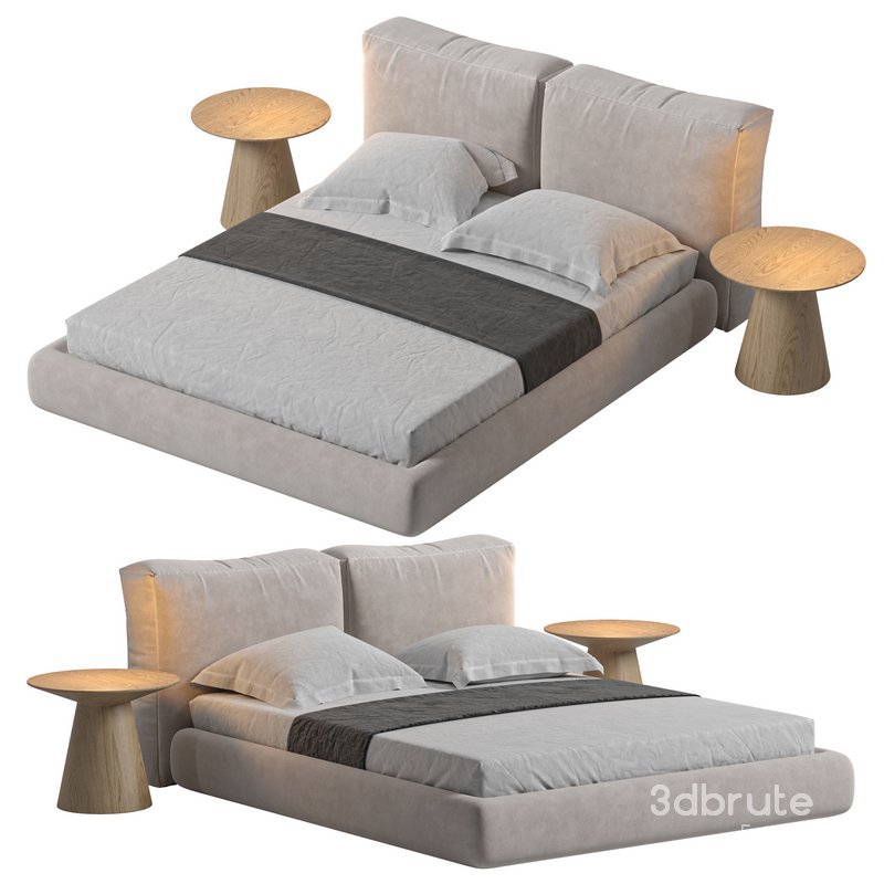 Amos Boucle White Contemporary Rectangular Head Board Bed Image 2