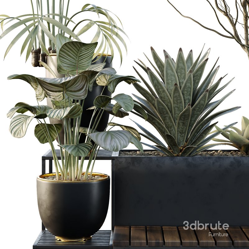 HQ Urban environment set of green plant benches 02 Image 4