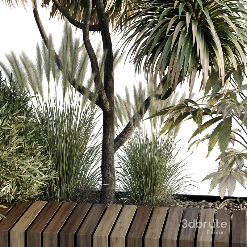 HQ Urban environment set of green plant benches 01 Image 3