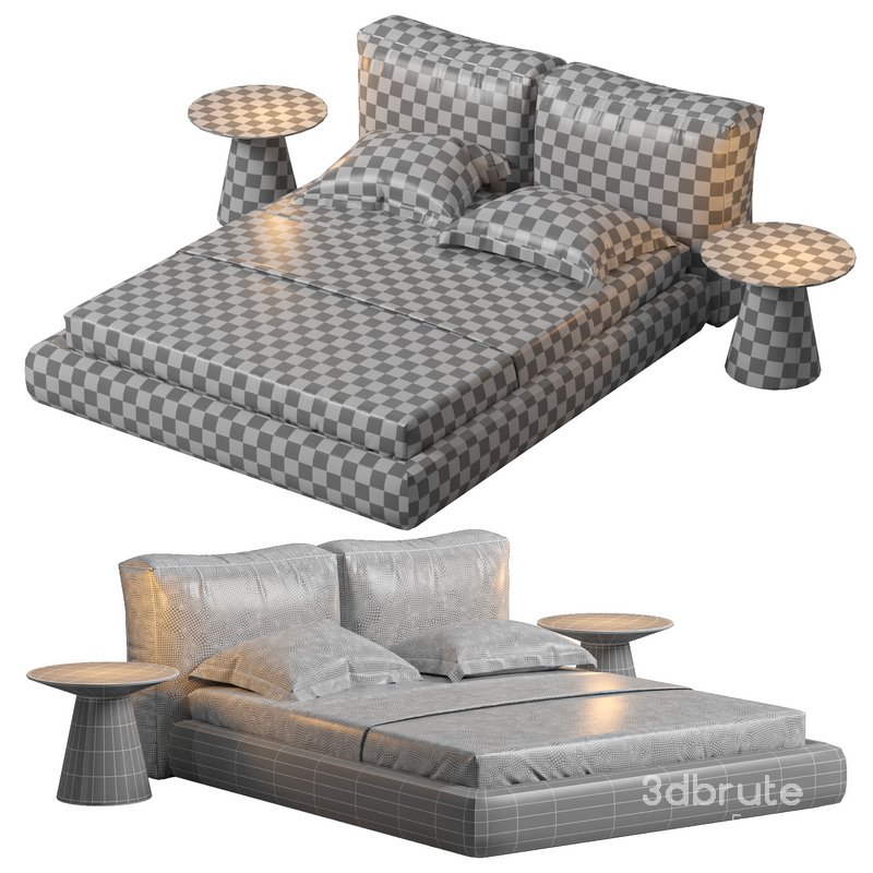 Amos Boucle White Contemporary Rectangular Head Board Bed Image 4