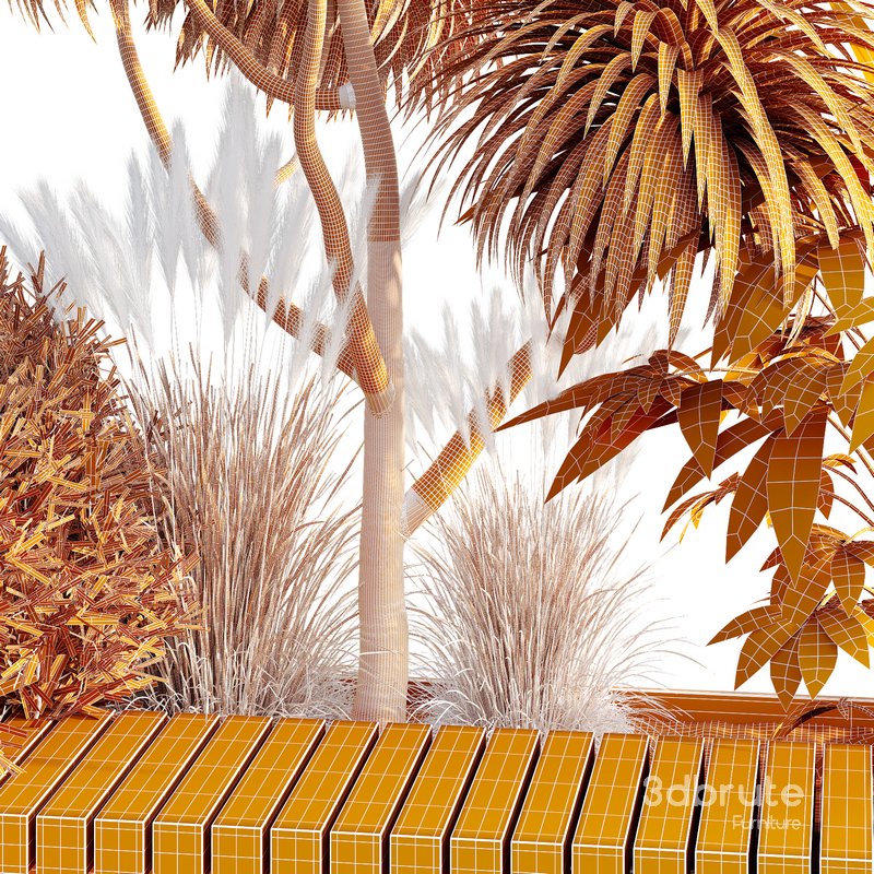 HQ Urban environment set of green plant benches 01 Image 4