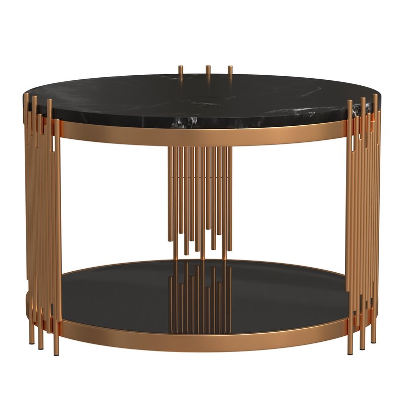 Camperian Rose Gold Coffee Table, Marble, Stainless Steel, Black Image 1