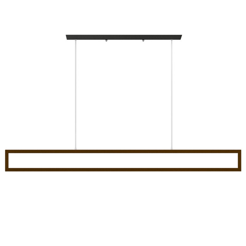 Minimalist Rectangle Frame Island Light Metal Dining Room LED Pendant Lamp in WhiteWarm Light Long Image 2