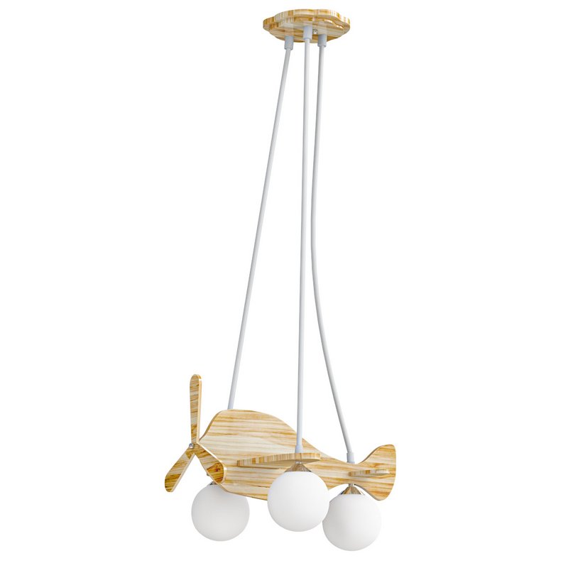 Wood Kids Chandelier with Globe Lights Acrylic Shade and Adjustable Hanging Length Image 2
