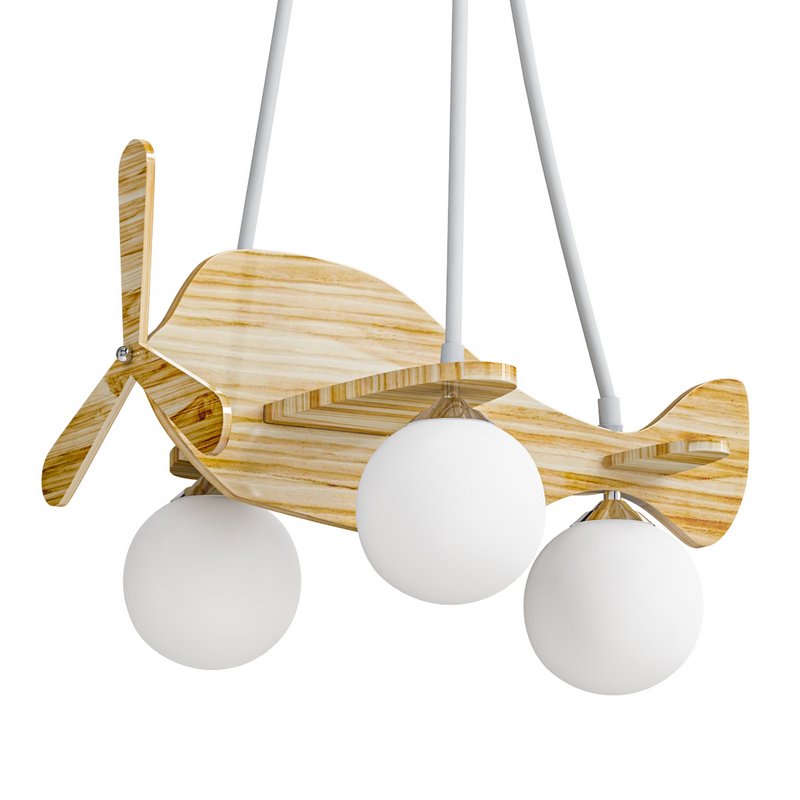 Wood Kids Chandelier with Globe Lights Acrylic Shade and Adjustable Hanging Length Image 1