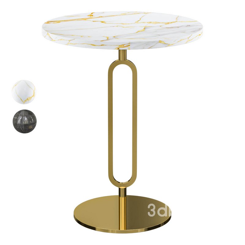 Minimalist Round Corner Table Slate Pedestal Sofa Side Table Image 1