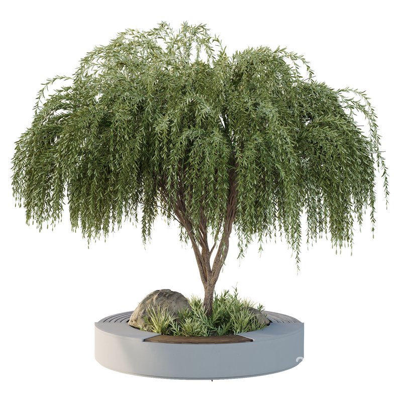 HQ Urban environment set of green plant benches 08 Image 1