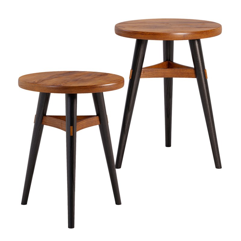 3 Leg Stool with Curved Stretchers – Chairs Image 2