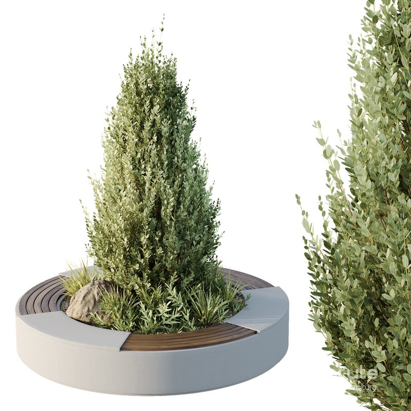 HQ Urban environment set of green plant benches 06 Image 1