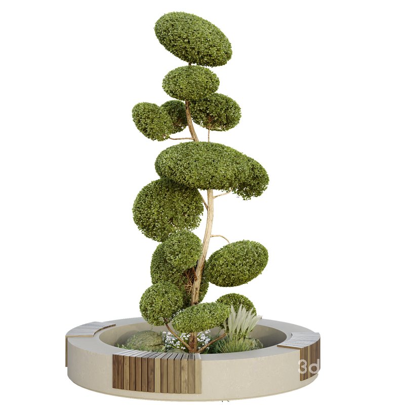 HQ Urban environment set of green plant benches 10 Image 2