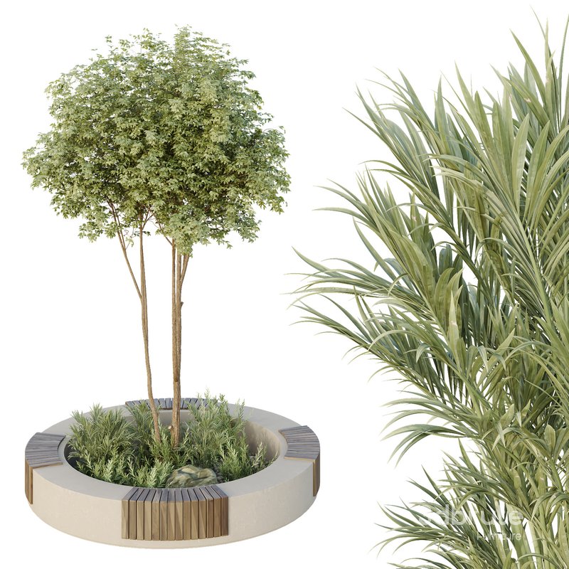 HQ Urban environment set of green plant benches 09 Image 3