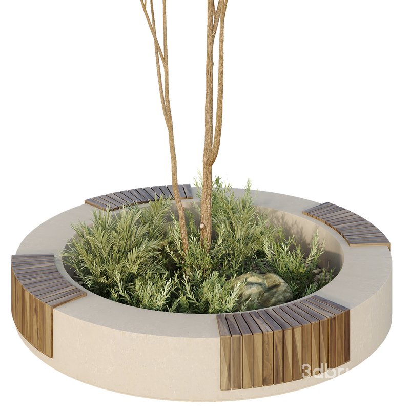 HQ Urban environment set of green plant benches 09 Image 1