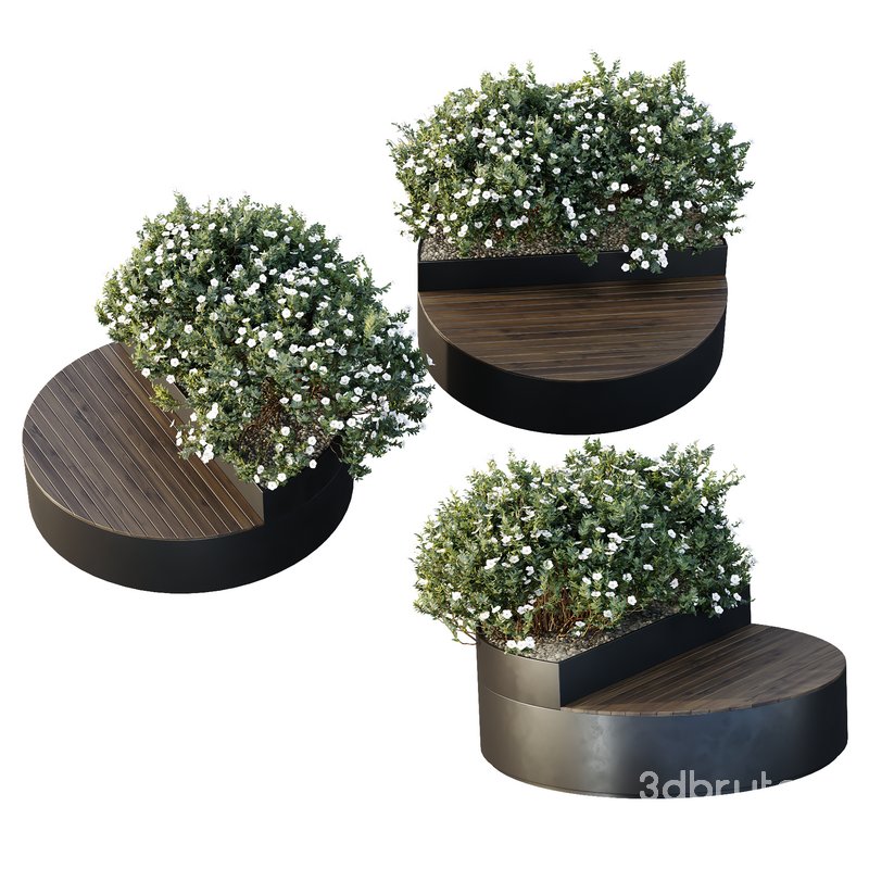 HQ Urban environment set of green plant benches 07 Image 2