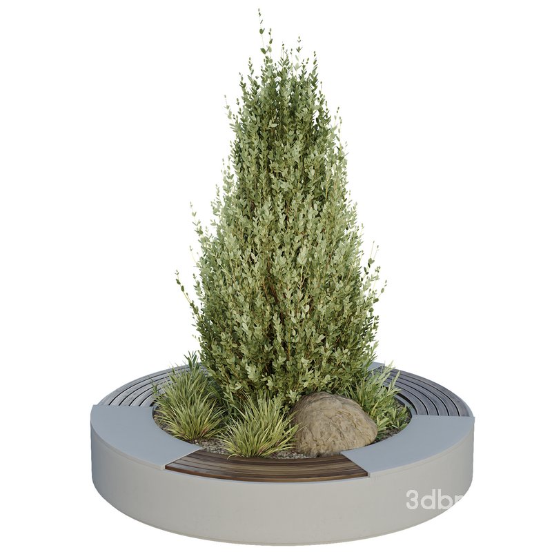 HQ Urban environment set of green plant benches 06 Image 3