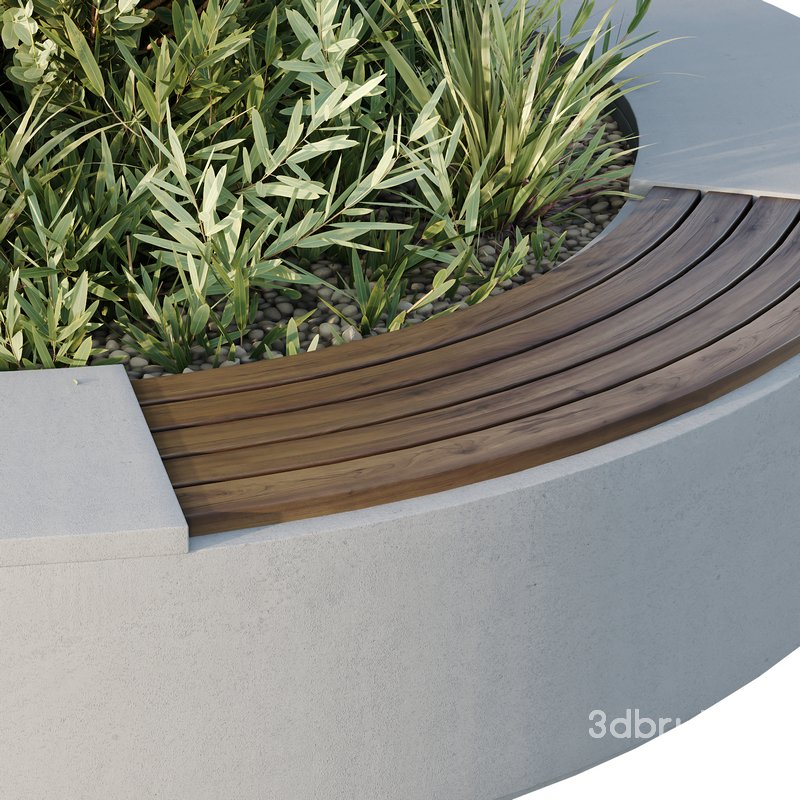 HQ Urban environment set of green plant benches 06 Image 4