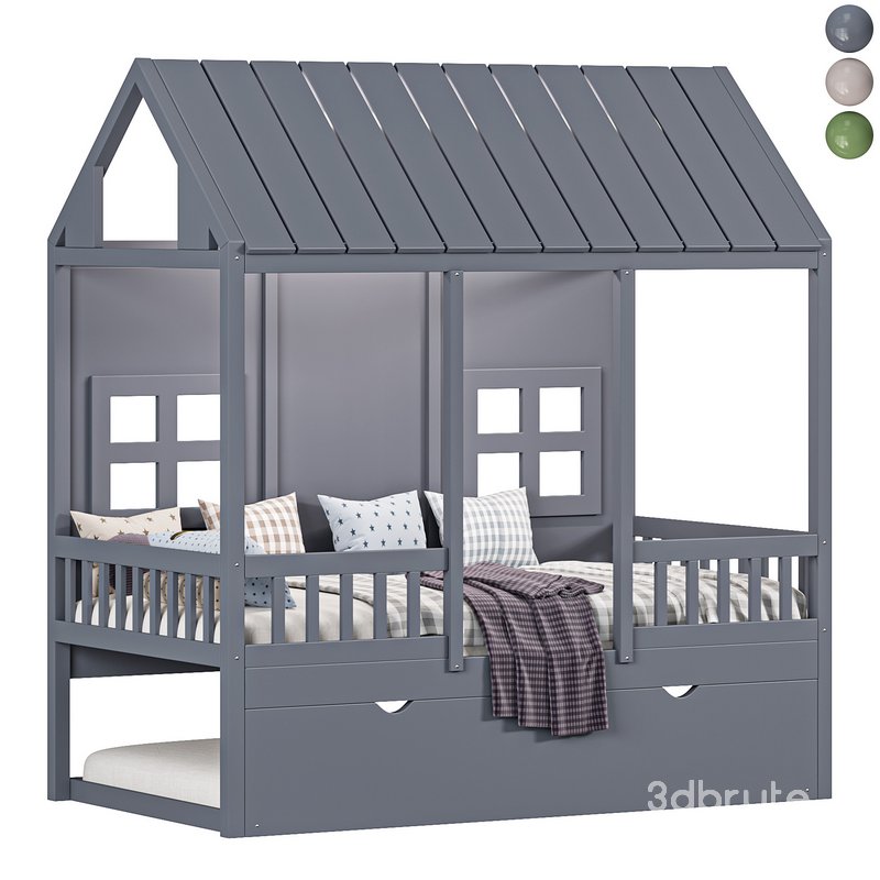 Kids Twin Bed with Trundle Image 1
