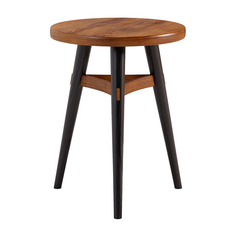 3 Leg Stool with Curved Stretchers – Chairs Image 3