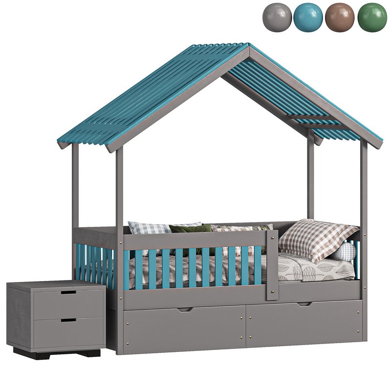 CHILDREN’S BED HOUSE FROM SOLID LILIBET WITH DRAWERS Image 1