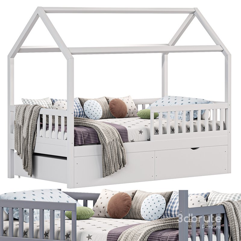 Solid wood childrens bed Image 1