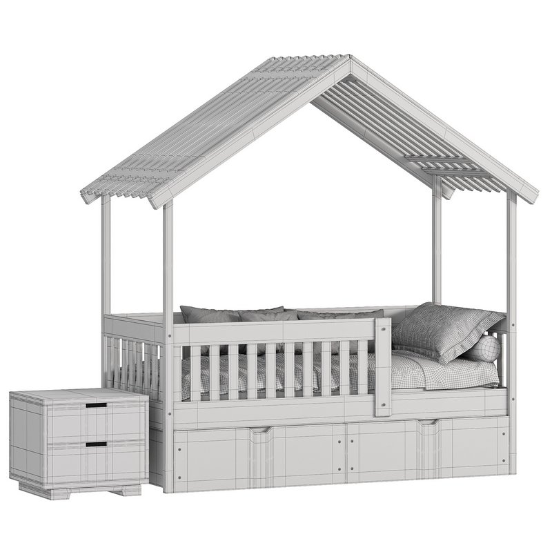 CHILDREN’S BED HOUSE FROM SOLID LILIBET WITH DRAWERS Image 4