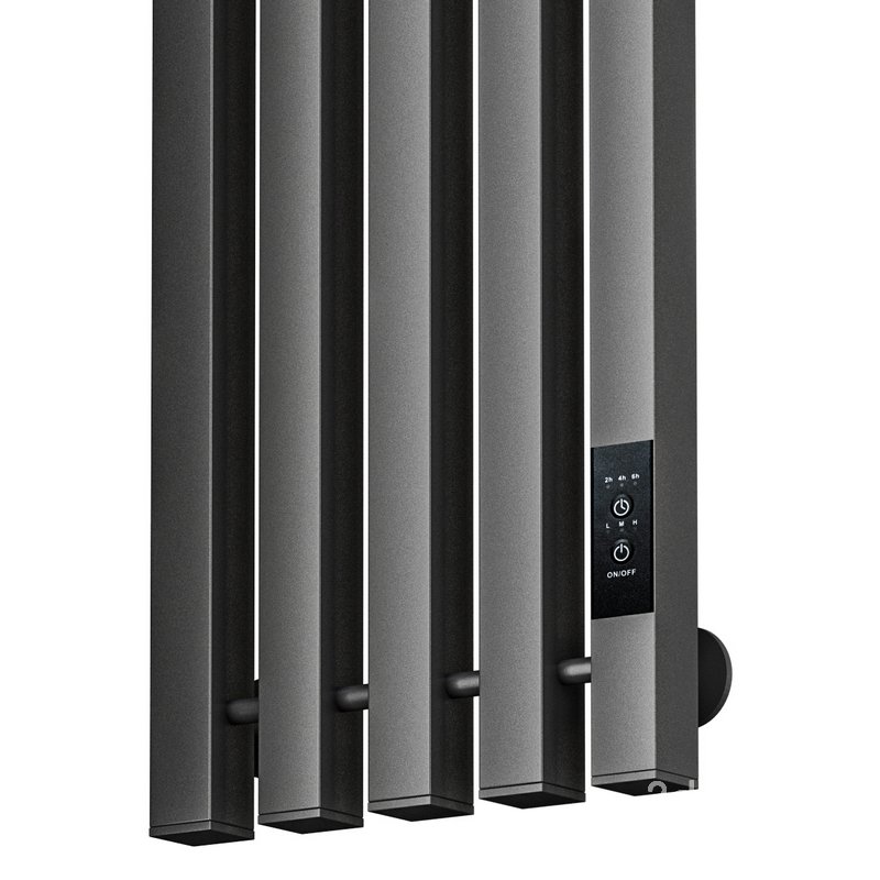 Electric heated towel rail Margroid Inaro profile 120×24 R with hooks matte black Image 4