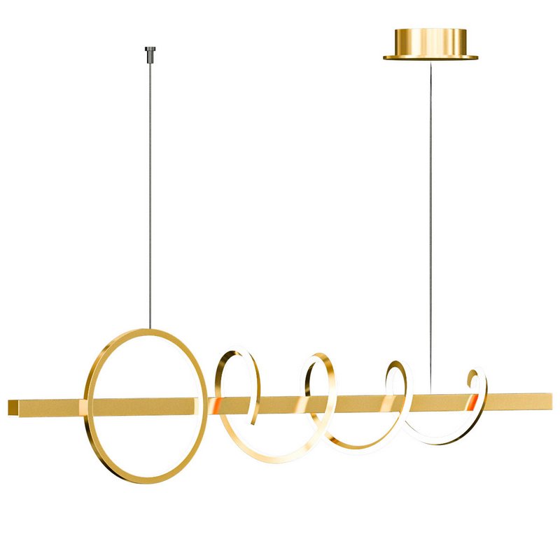 Modern Minimalist GoldenBlack spiral art linear LED chandelier for livingroom dinning area Image 2