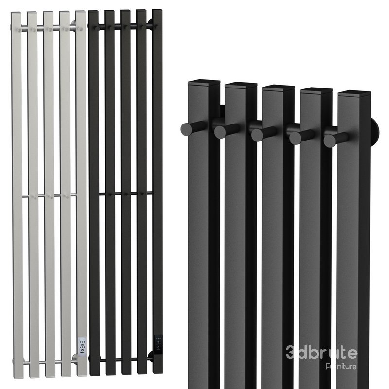 Electric heated towel rail Margroid Inaro profile 120×24 R with hooks matte black Image 1