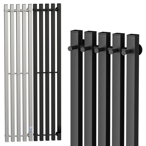 Electric heated towel rail Margroid Inaro profile 120×24 R with hooks matte black