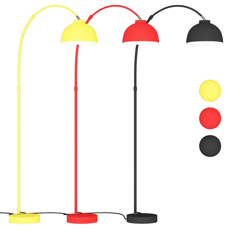 Domed Living Room Floor Lamp Metal Bulb Macaron Standing Light with Adjustable Fishing Rod Arm Image 1