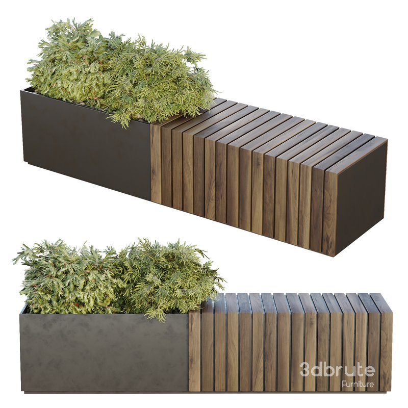 HQ Urban environment set of green plant benches 13 Image 1