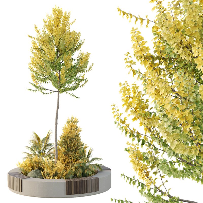 HQ Urban environment set of green plant benches 20 Image 1