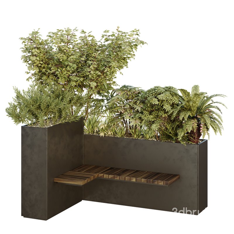 HQ Urban environment set of green plant benches 18 Image 1
