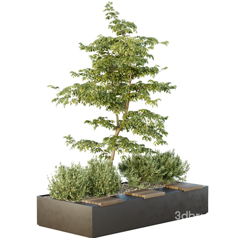 HQ Urban environment set of green plant benches 17 Image 1