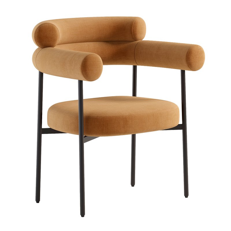 Meridian Furniture Blake Collection Modern | Contemporary Boucle Fabric Upholstered Dining Chair with Metal Frame Image 1