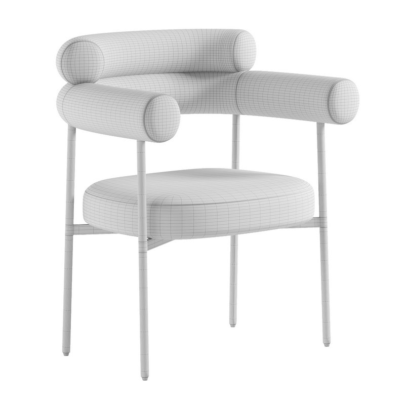 Meridian Furniture Blake Collection Modern | Contemporary Boucle Fabric Upholstered Dining Chair with Metal Frame Image 3