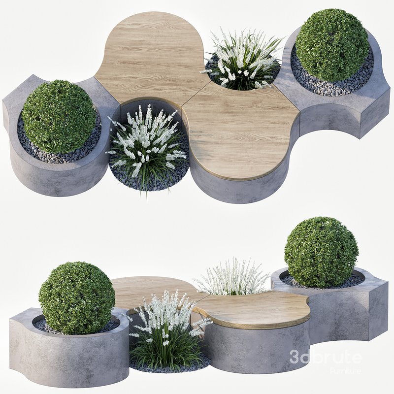 Bench with Plants – Urban Furniture 02 Image 1