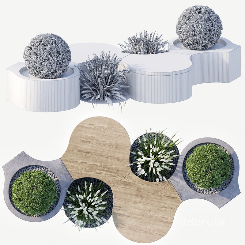 Bench with Plants – Urban Furniture 02 Image 3