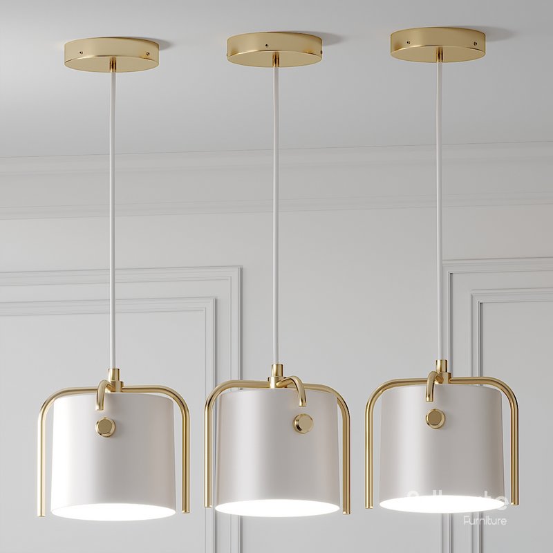 Nordic Drum Shade Pendant Lamp Gray-Green-White Image 3