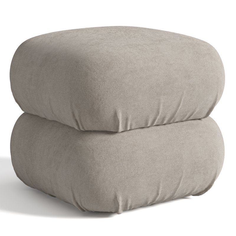 RUCHED DARK BEIGE VELVET POUF Image 2