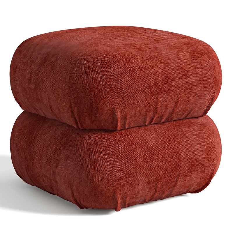 RUCHED DARK BEIGE VELVET POUF Image 3