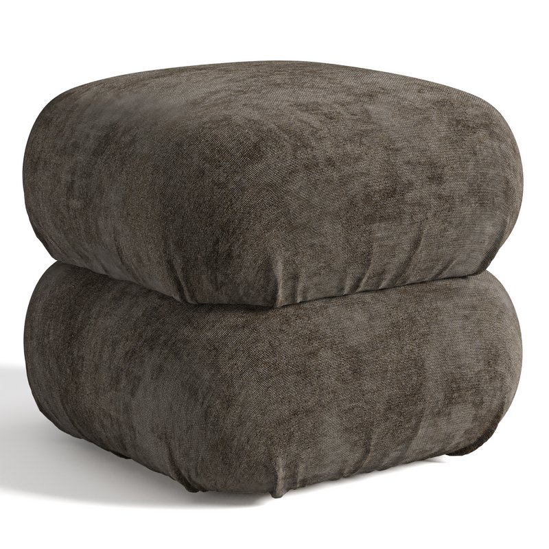 RUCHED DARK BEIGE VELVET POUF Image 5