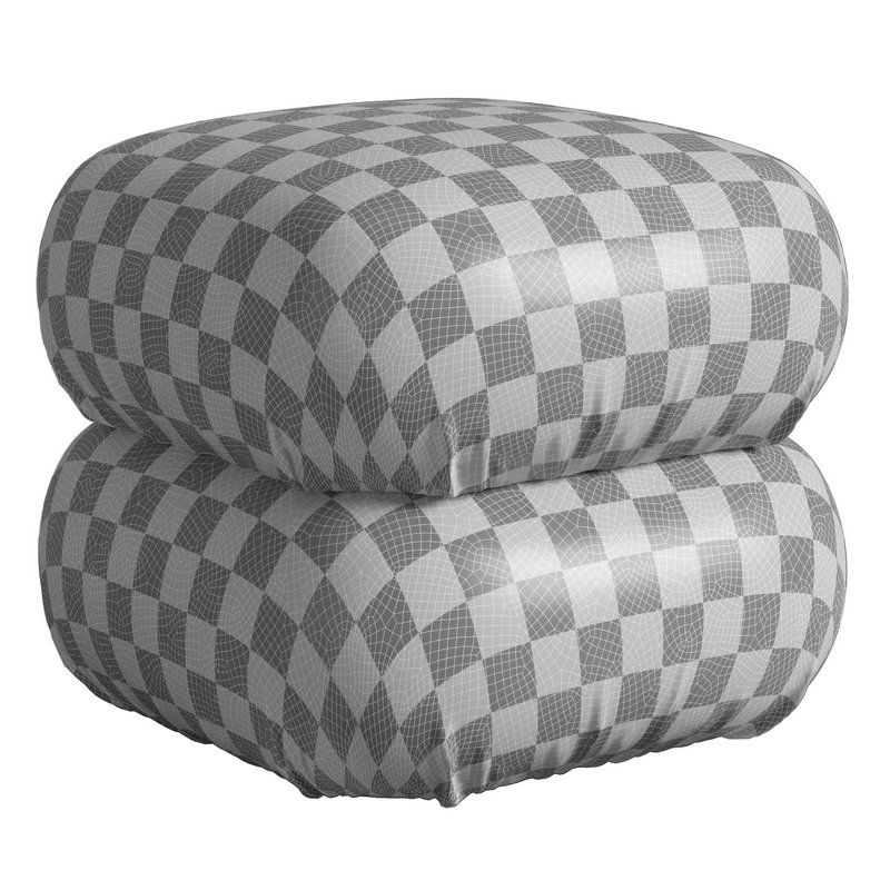 RUCHED DARK BEIGE VELVET POUF Image 7