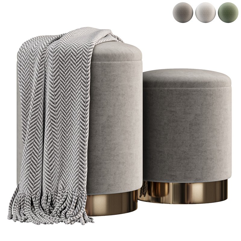 POLINA GREY SET2 STORAGE POUF Image 1