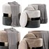 Pouf Derby T125 2 Grey Black - Thumbnail 1