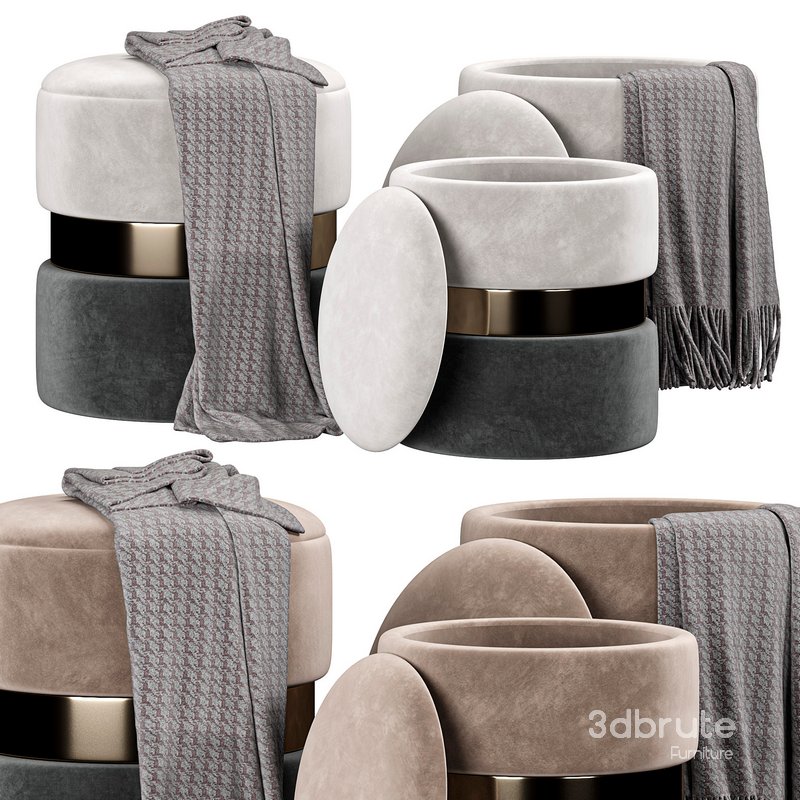 Pouf Derby T125 2 Grey Black Image 1