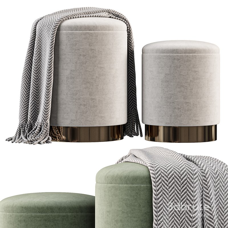 POLINA GREY SET2 STORAGE POUF Image 2