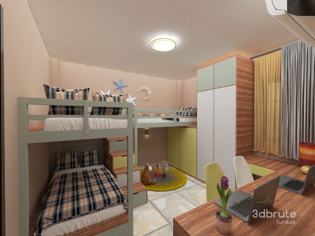 triplet kids bedroom Image 3