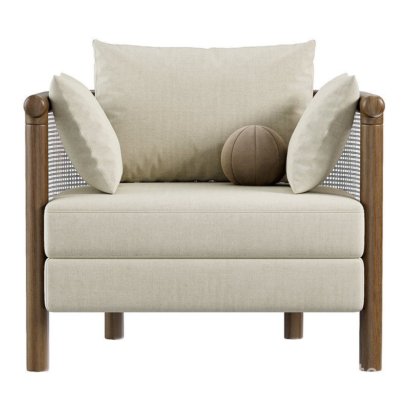 Sydney Cane Armchair Washed Linen Flax Image 1