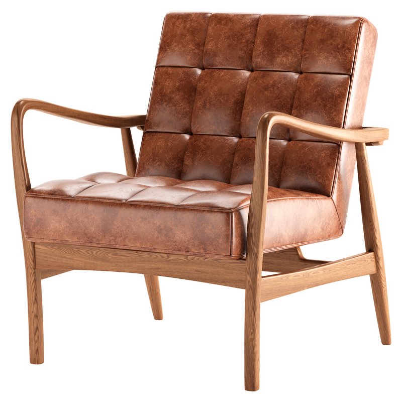 QUINN LEATHER ARMCHAIR IN BROWN Image 1