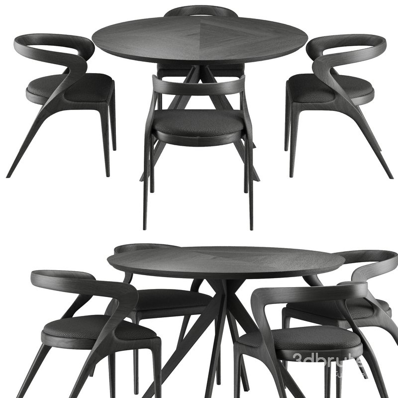 Dinning chair and table set10 – black Image 1